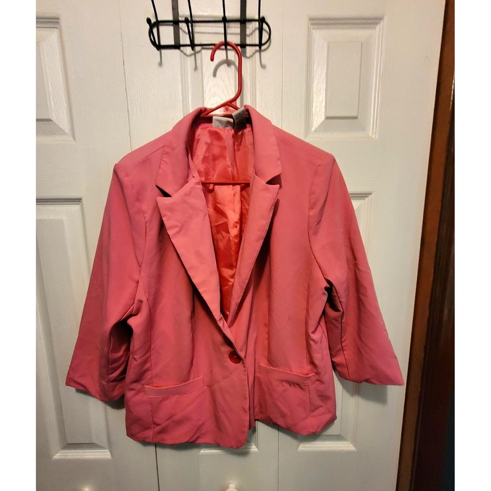 VTG Kim Rogers Mauve Pink Blazer Jacket Petite PXL Boxy Single Button Casual